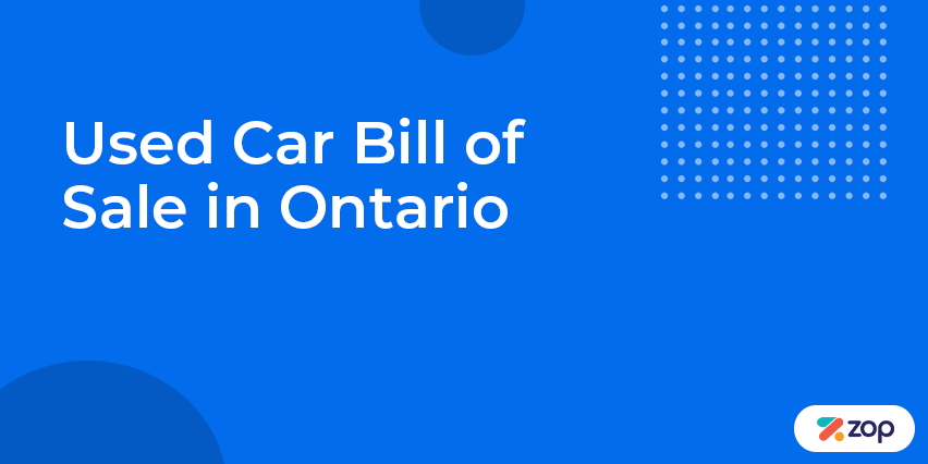 Used Car Bill of Sale in Ontario