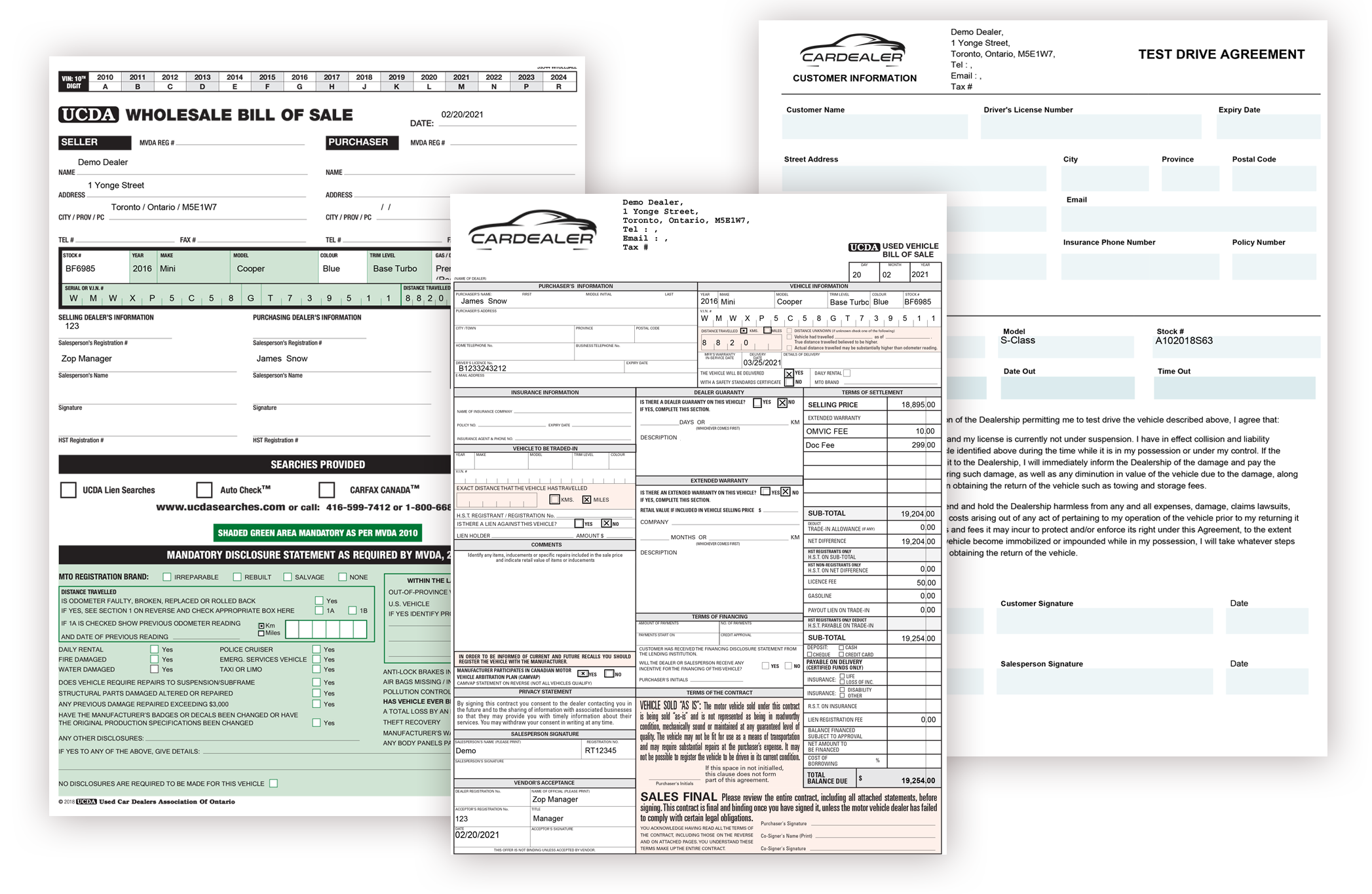 Print dealership contracts forms and sales documents