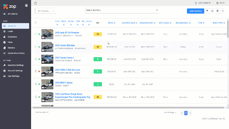 Instant vehicle inventory search for car dealerships