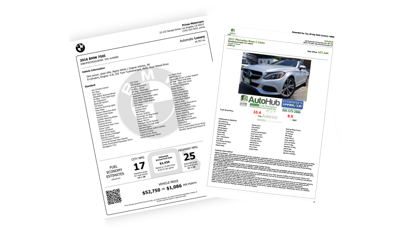 Certified vehicle window information and dealership disclosures