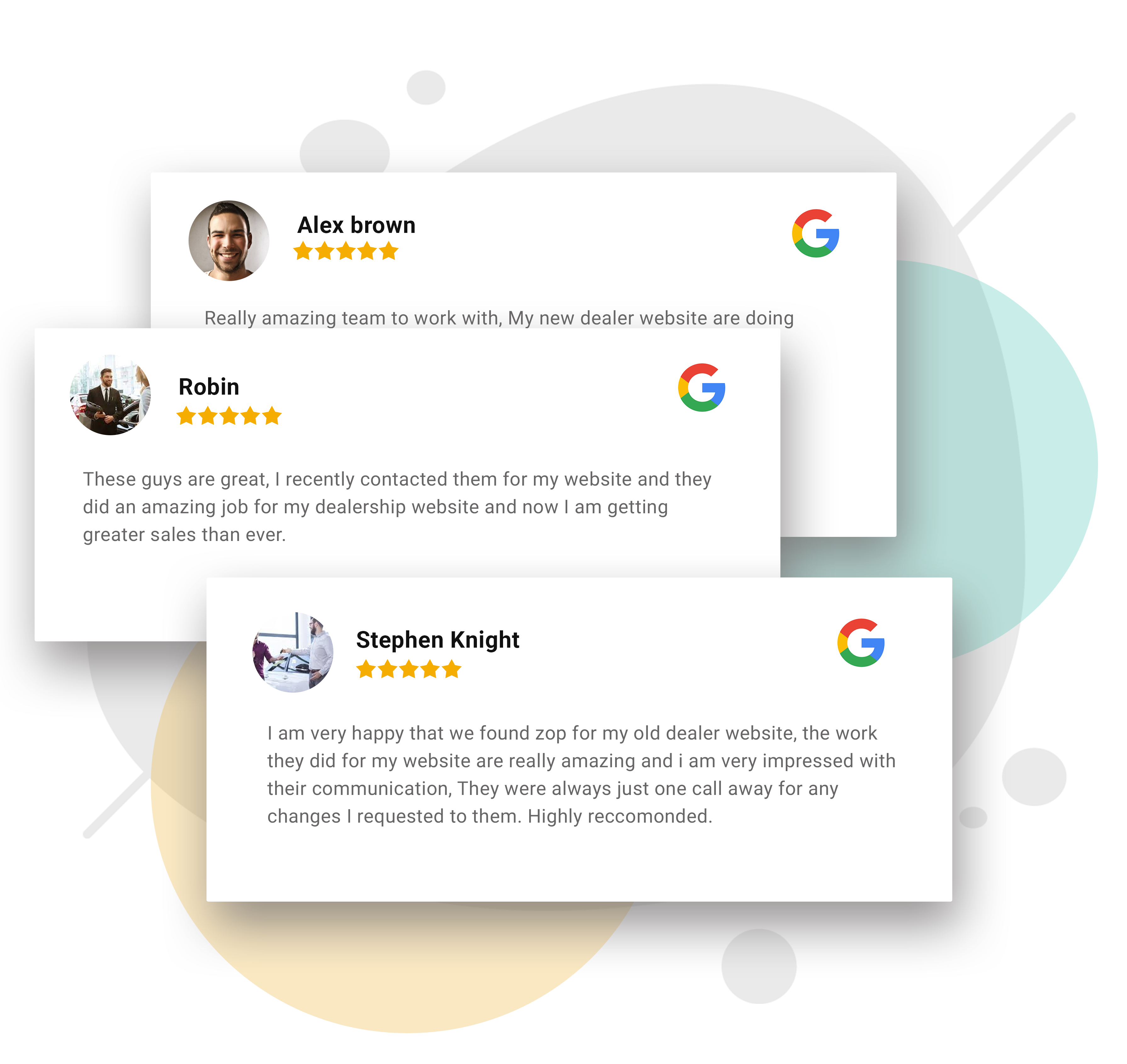 Customer reviews and testimonials for automotive dealership